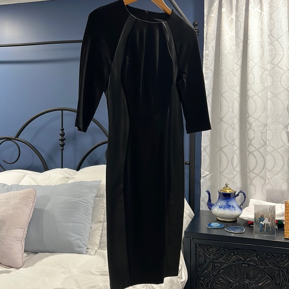 Ponte & faux leather sheath